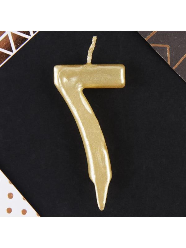 Свеча-цифра в торт «7», золото