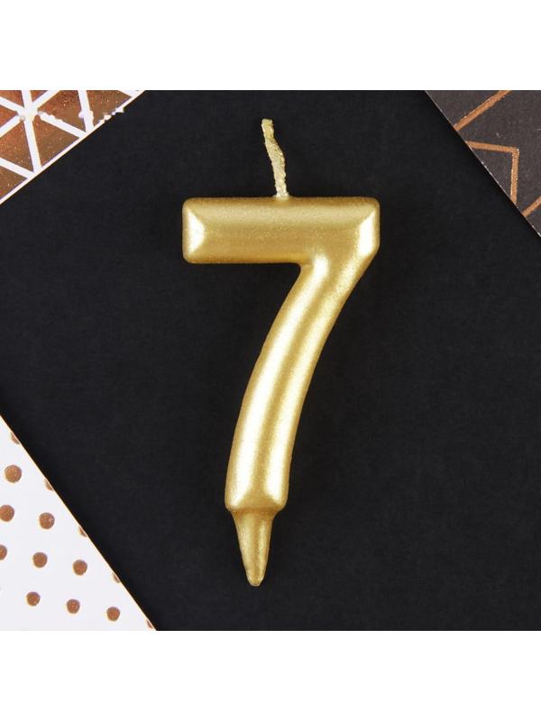 Свеча-цифра в торт «7», золото