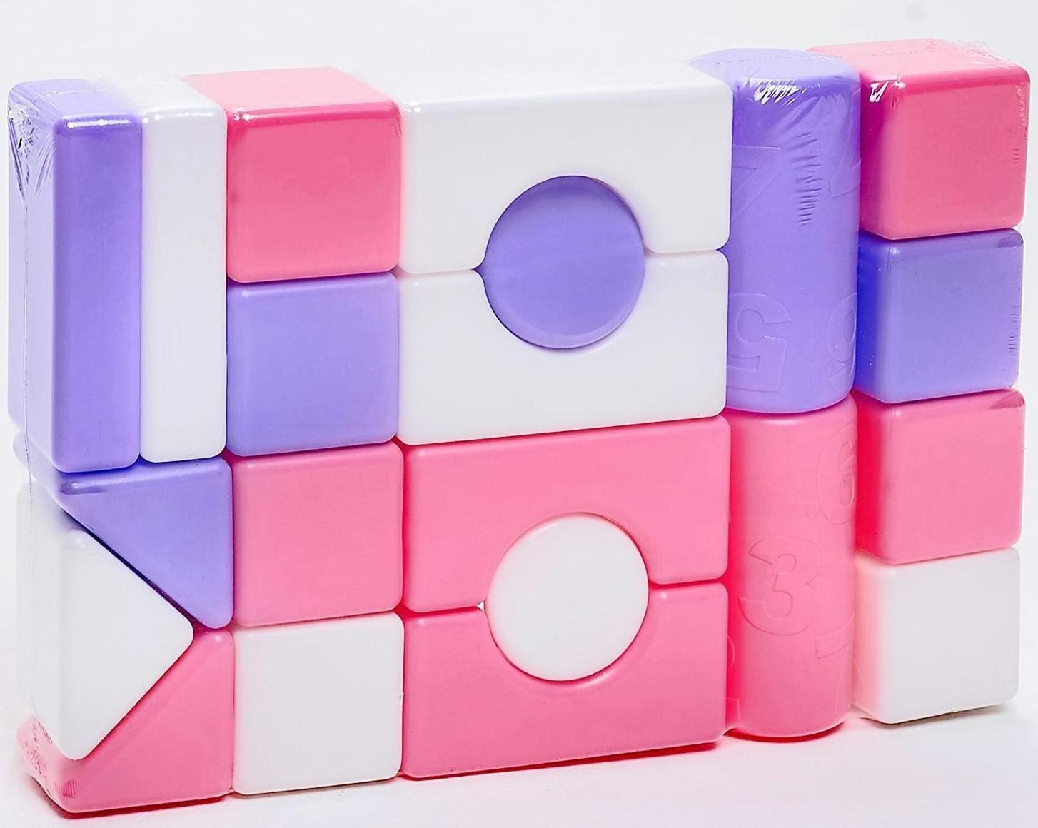 Строительный набор, 21 элемент, 60*60, цвет розовый