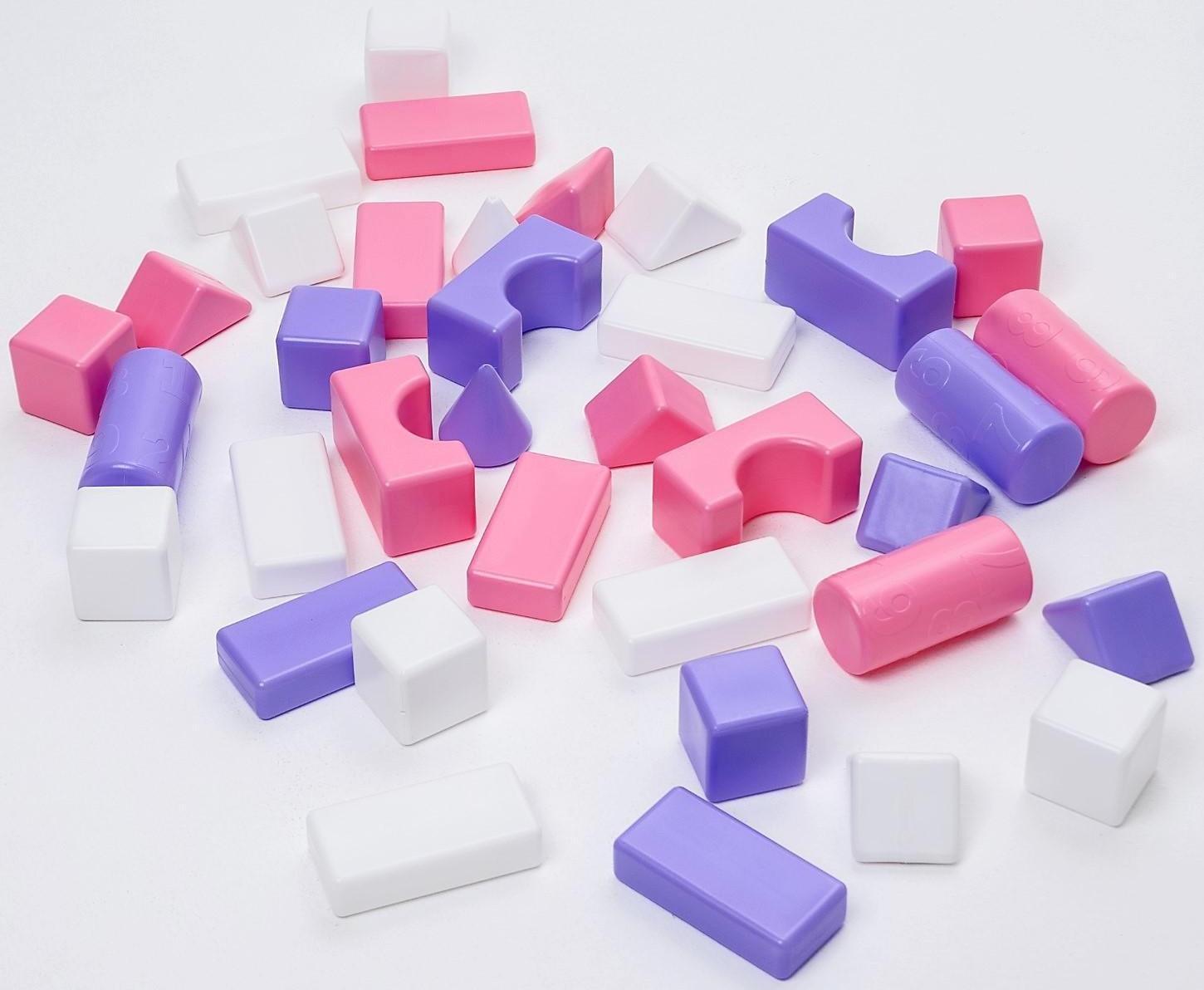Строительный набор, 36 элементов, 60*60, цвет розовый