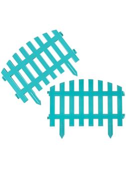 Ограждение декоративное, 35 × 210 см, 5 секций, пластик, бирюзовое, RENESSANS, Greengo