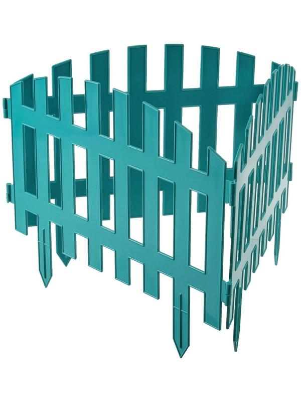Ограждение декоративное, 35 × 210 см, 5 секций, пластик, бирюзовое, RENESSANS, Greengo