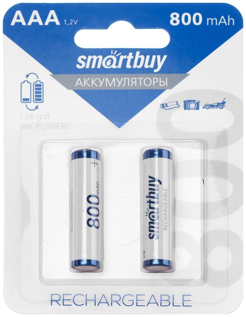 Аккумулятор Smartbuy, Ni-Mh, AAA, HR03-2BL, 1.2В, 800 мАч, блистер, 2 шт.