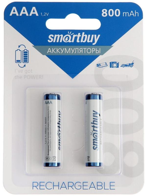 Аккумулятор Smartbuy, Ni-Mh, AAA, HR03-2BL, 1.2В, 800 мАч, блистер, 2 шт.