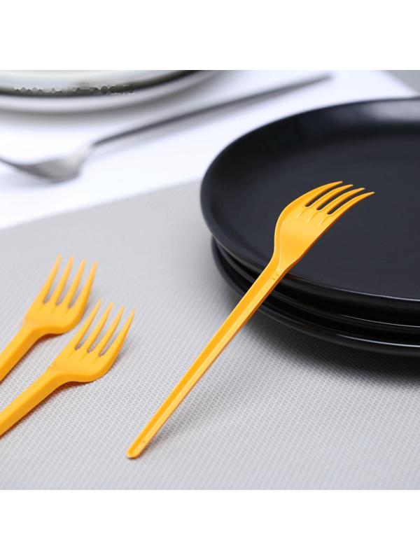 Набор одноразовых столовых вилок, 16,5 см, 100 шт, цвет жёлтый