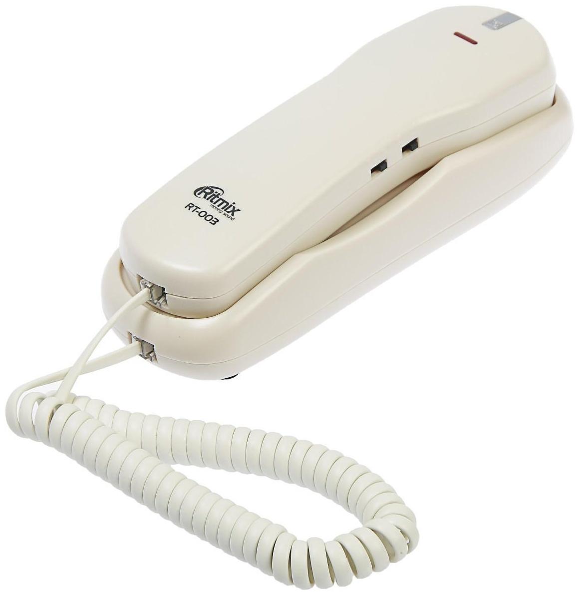 Проводной телефон Ritmix RT-003, настольно-настенный, набор на трубке, белый