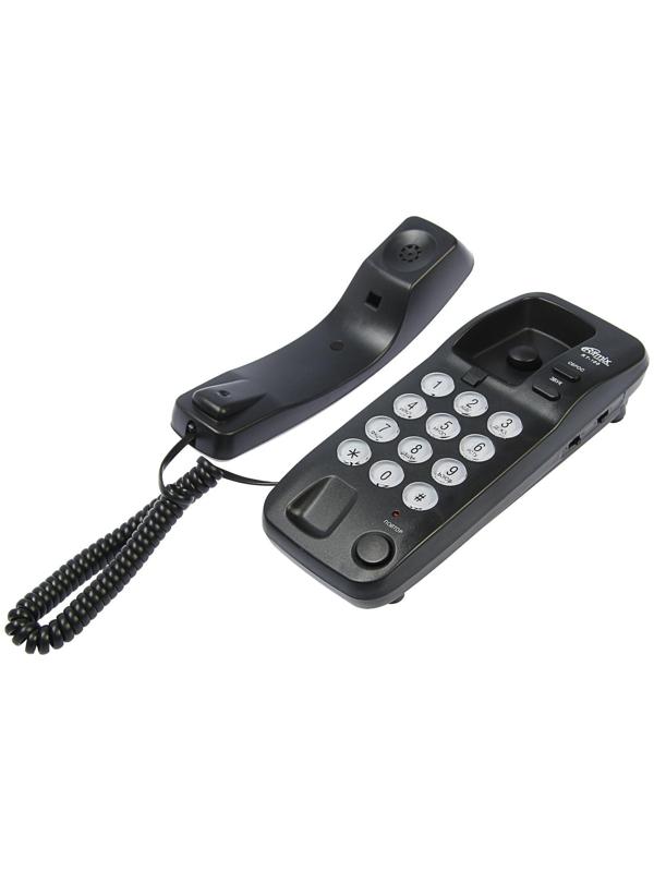 Проводной телефон Ritmix RT-100, настольно-настенный, Hi-Low, световой индикацией, черный