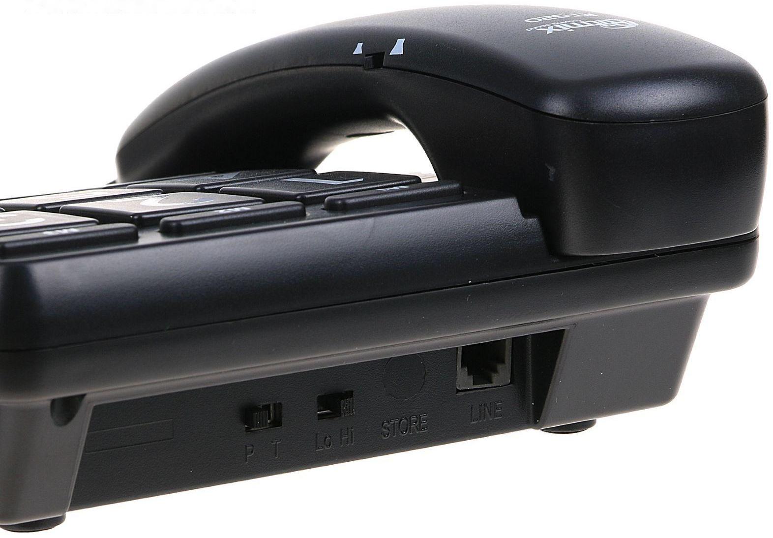 Проводной телефон Ritmix RT-520, световой индикатор, настольно-настенный, черный