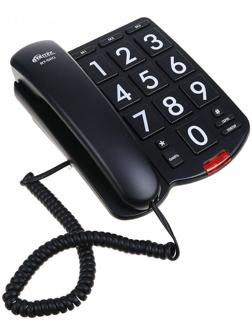 Проводной телефон Ritmix RT-520, световой индикатор, настольно-настенный, черный