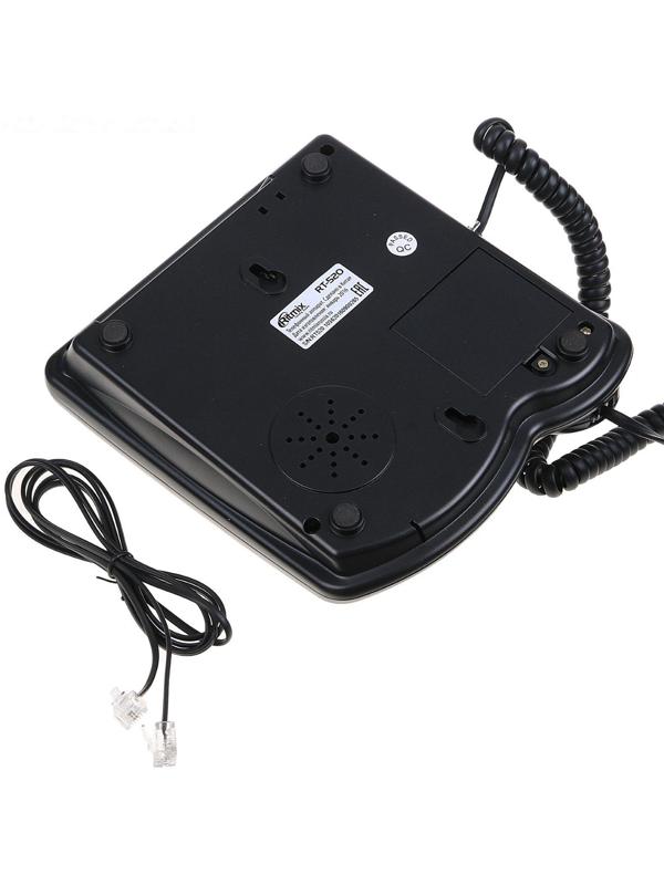 Проводной телефон Ritmix RT-520, световой индикатор, настольно-настенный, черный