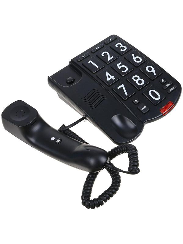 Проводной телефон Ritmix RT-520, световой индикатор, настольно-настенный, черный