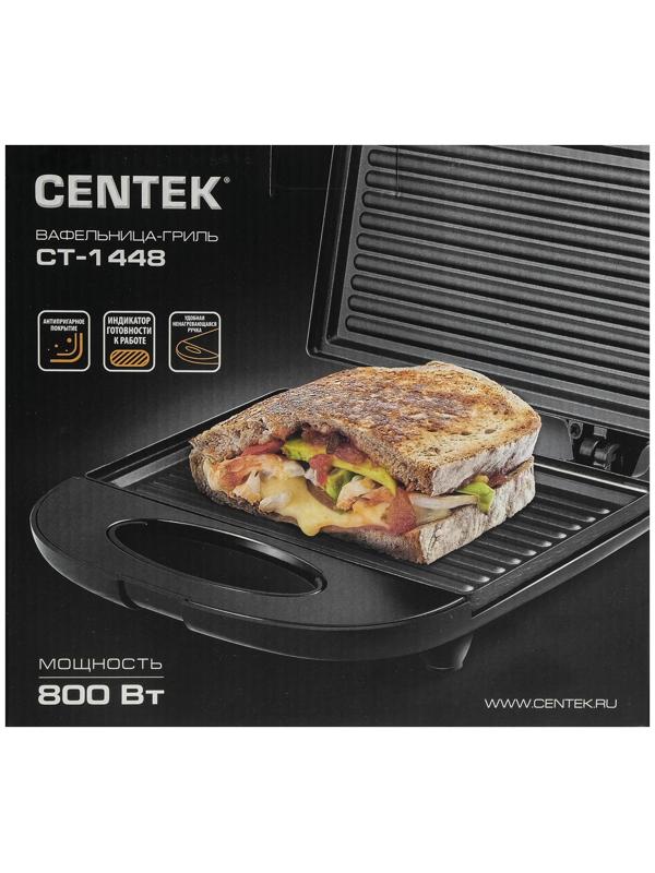 Электрогриль Centek CT-1448, 800 Вт, антипригарное покрытие, сэндвичница