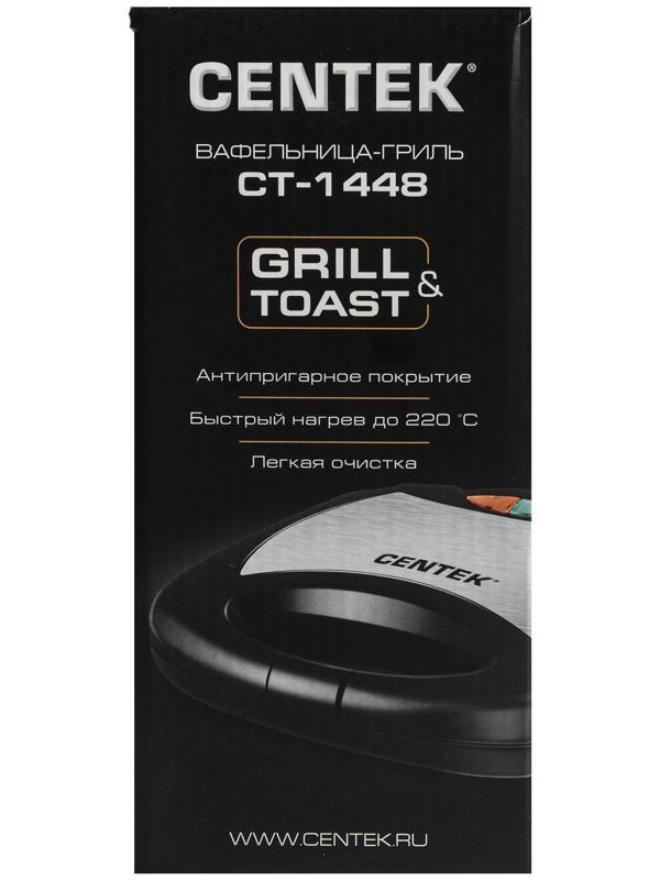 Электрогриль Centek CT-1448, 800 Вт, антипригарное покрытие, сэндвичница