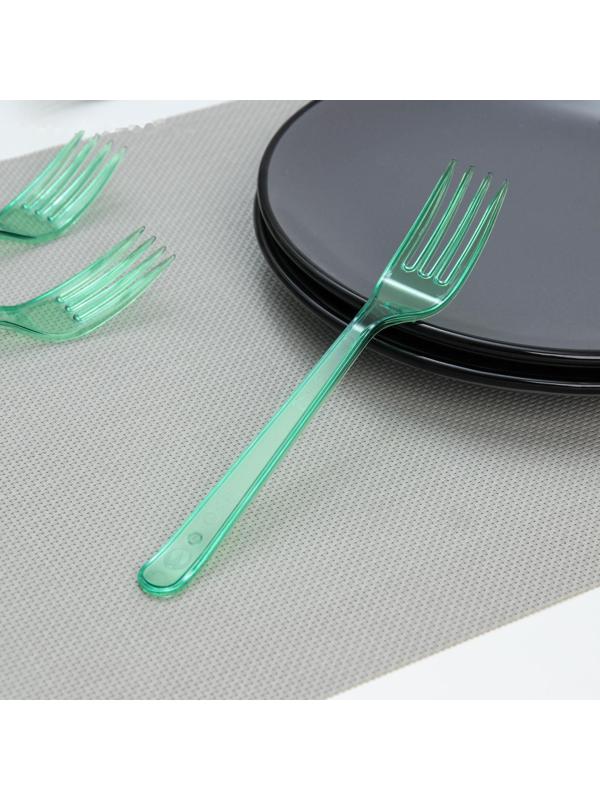 Набор одноразовых вилок 18 см, 10 шт, цвет салатовый
