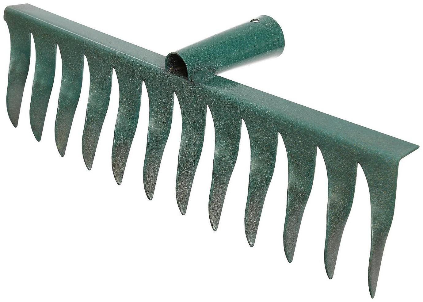 Грабли прямые, витой зуб, 12 зубцов, металл, тулейка 28 мм, без черенка, МИКС