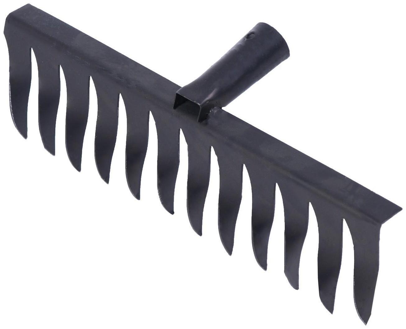 Грабли прямые, витой зуб, 12 зубцов, металл, тулейка 28 мм, без черенка, МИКС