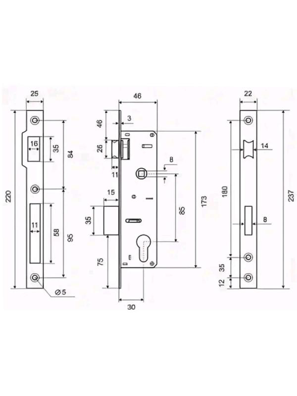 Корпус замка PALLADIUM 0153, 30 мм, цвет латунь