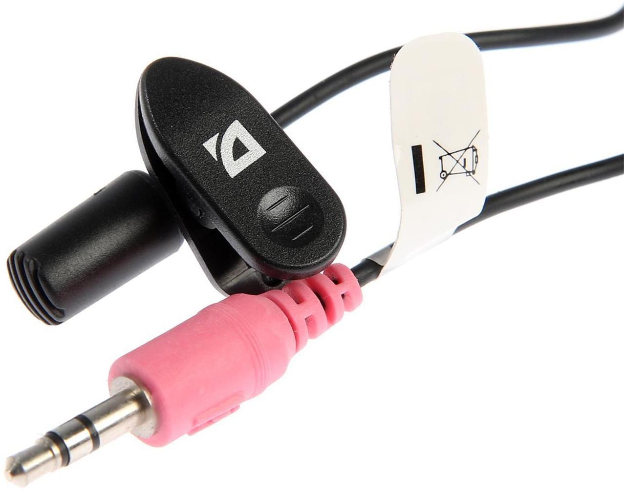 Микрофон Defender MIC-109, компьютерный, на прищепке, кабель 1.8 м, черный