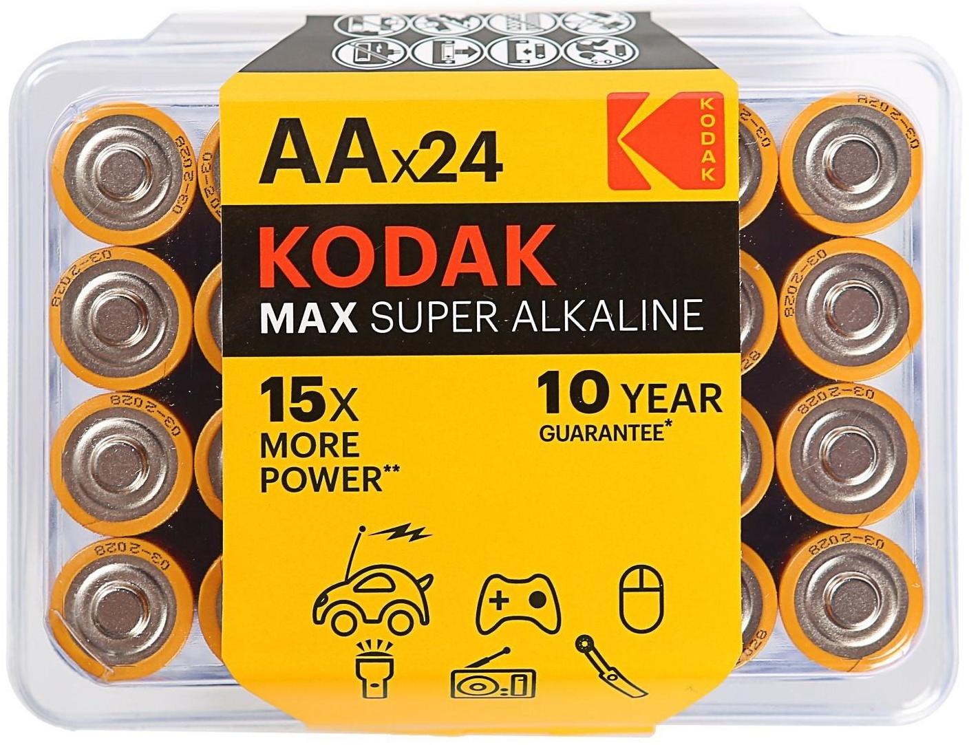 Батарейка алкалиновая Kodak Max, AA, LR6-24BOX, 1.5В, бокс, 24 шт.