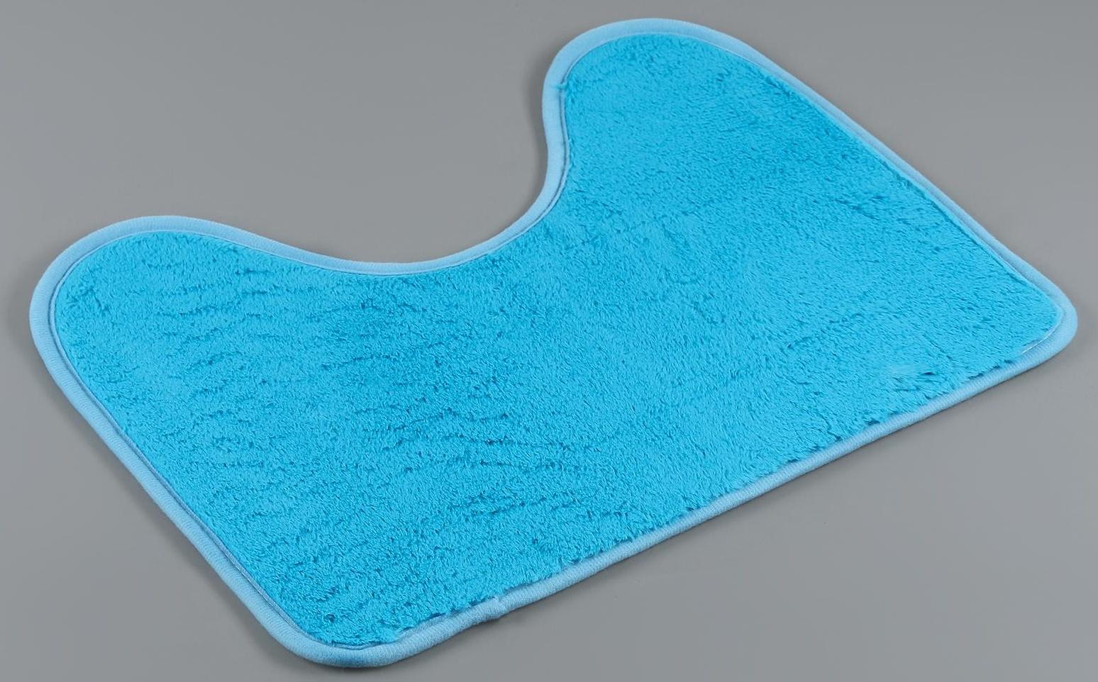 Набор ковриков для ванной и туалета Доляна «Пушистик», 2 шт: 40×50, 50×80 см цвет голубой