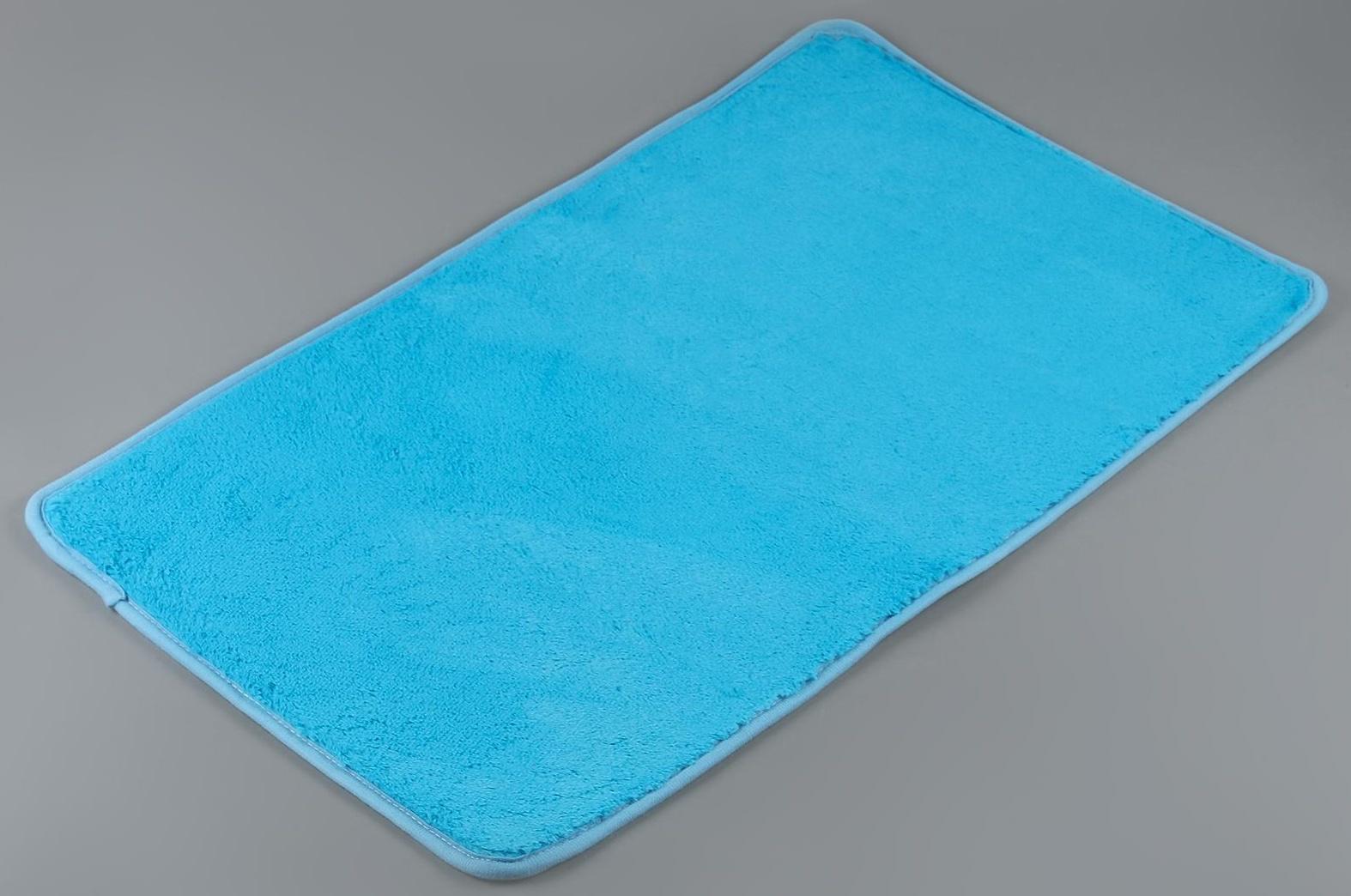 Набор ковриков для ванной и туалета Доляна «Пушистик», 2 шт: 40×50, 50×80 см цвет голубой