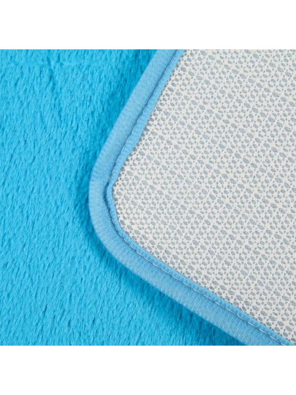 Набор ковриков для ванной и туалета Доляна «Пушистик», 2 шт: 40×50, 50×80 см цвет голубой