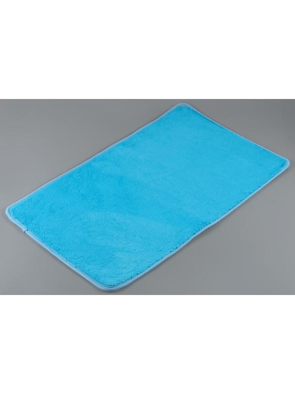 Набор ковриков для ванной и туалета Доляна «Пушистик», 2 шт: 40×50, 50×80 см цвет голубой