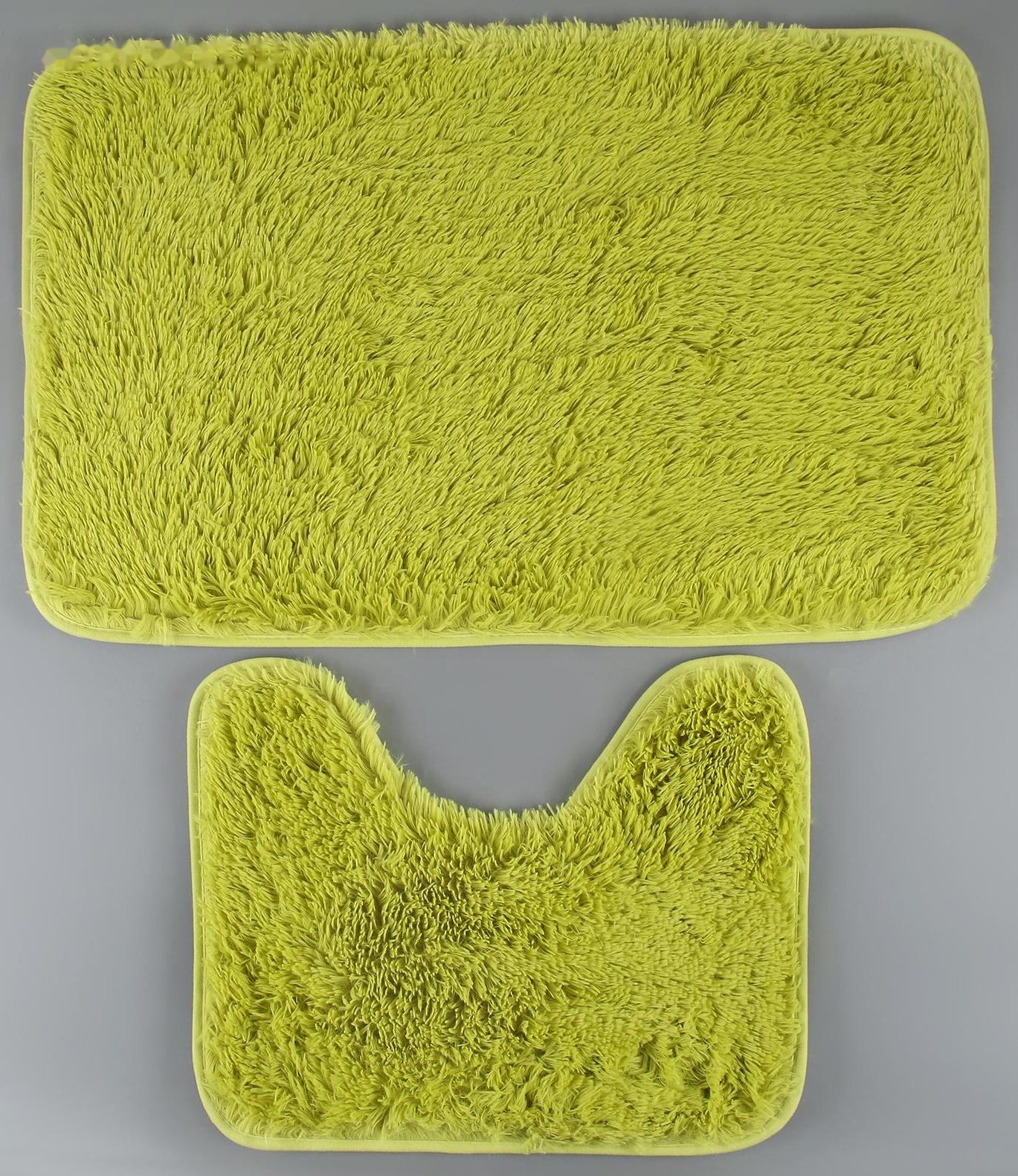 Набор ковриков для ванной и туалета Доляна «Пушистик», 2 шт: 40×50, 50×80 см, цвет зелёный