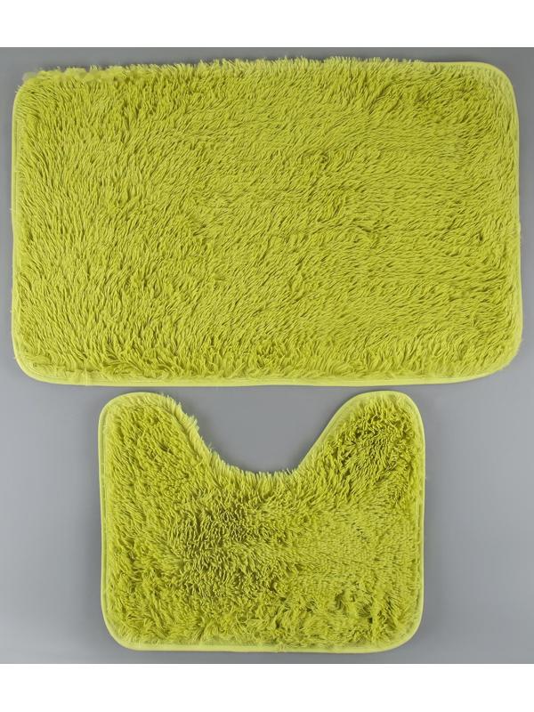 Набор ковриков для ванной и туалета Доляна «Пушистик», 2 шт: 40×50, 50×80 см, цвет зелёный