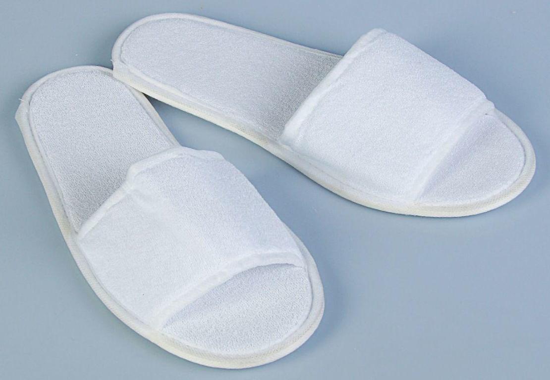 Тапочки одноразовые, махровые, подошва 3 мм, белые