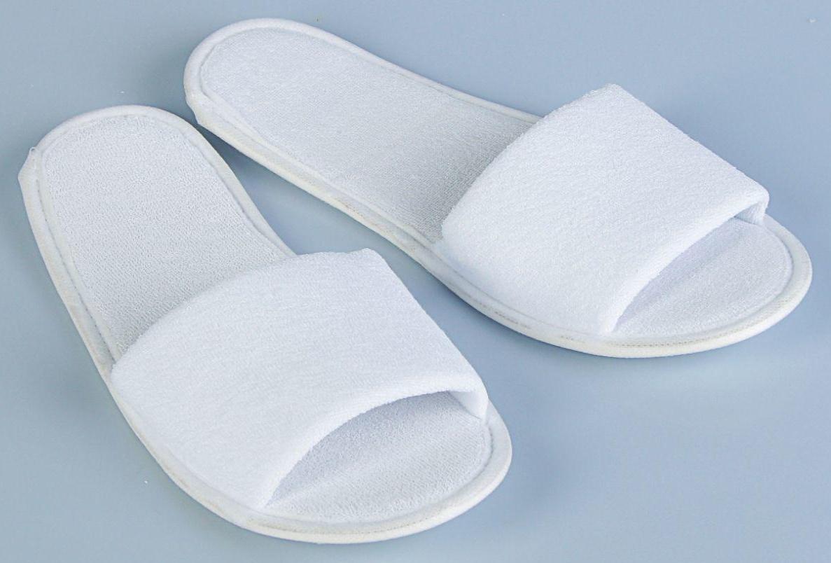 Тапочки одноразовые, махровые, подошва 3 мм, белые
