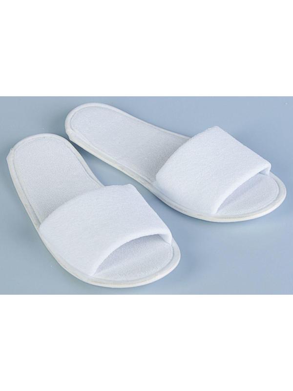 Тапочки одноразовые, махровые, подошва 3 мм, белые