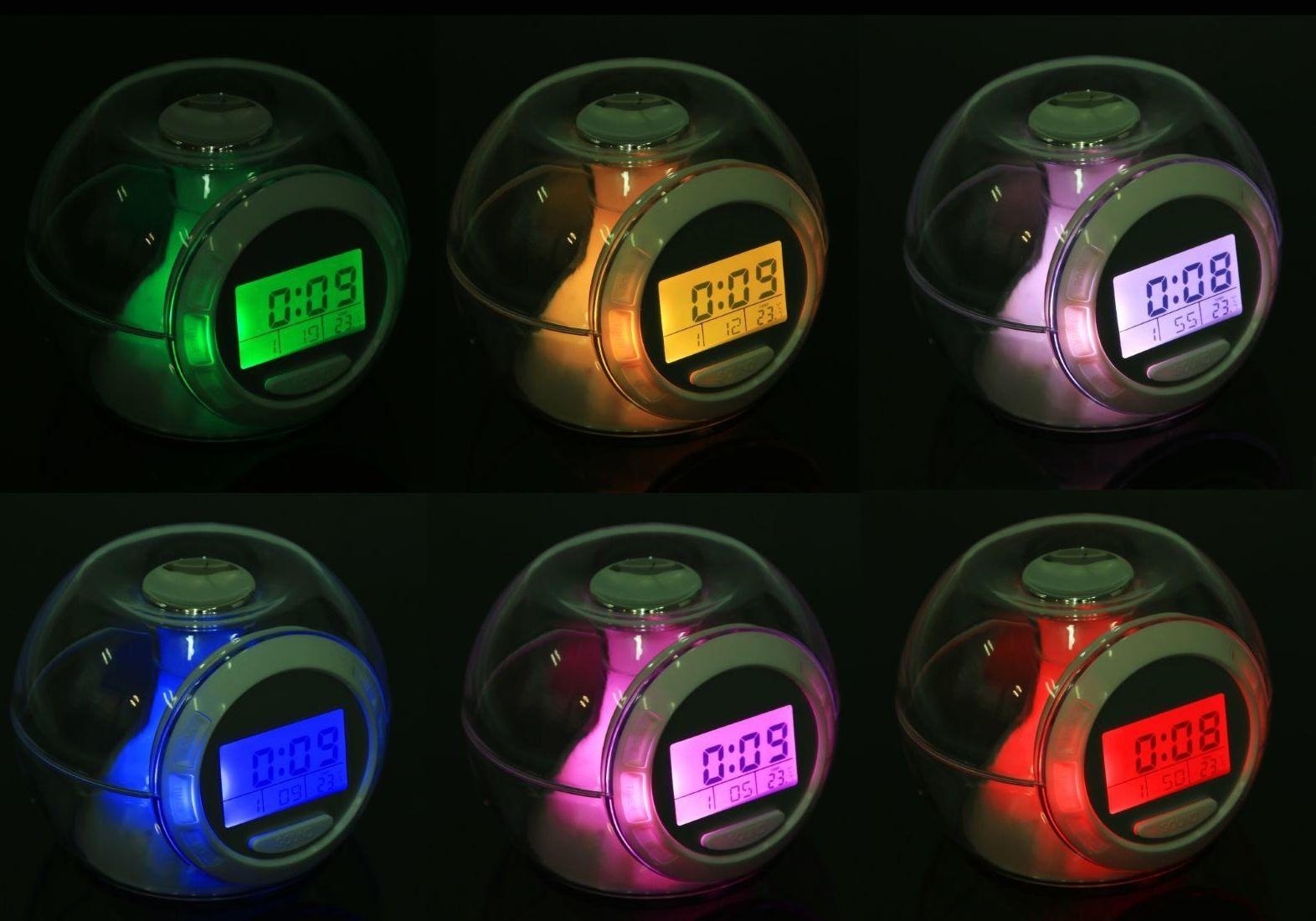 Будильник Luazon LB-06, 7 цветов дисплея, 6 мелодий, прозрачный