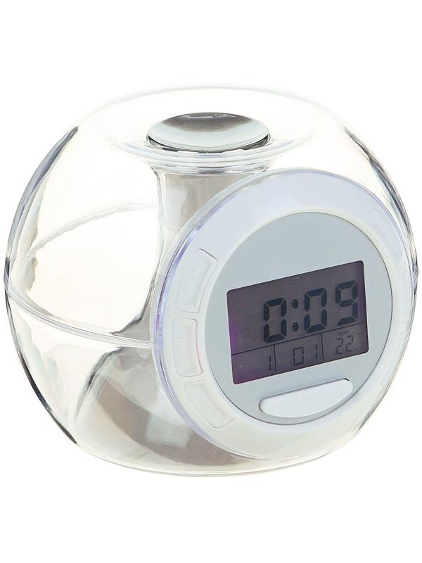 Будильник Luazon LB-06, 7 цветов дисплея, 6 мелодий, прозрачный