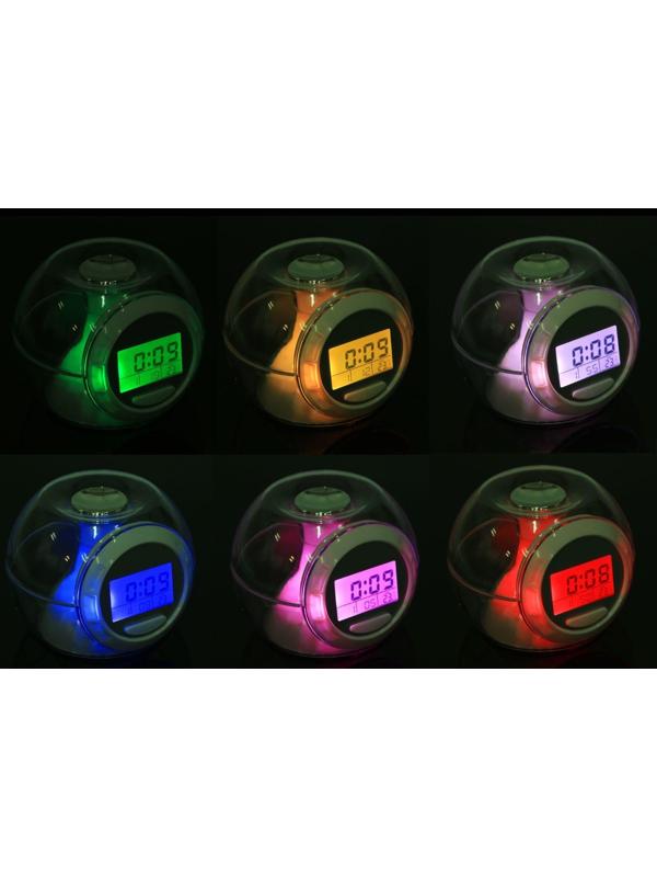 Будильник Luazon LB-06, 7 цветов дисплея, 6 мелодий, прозрачный