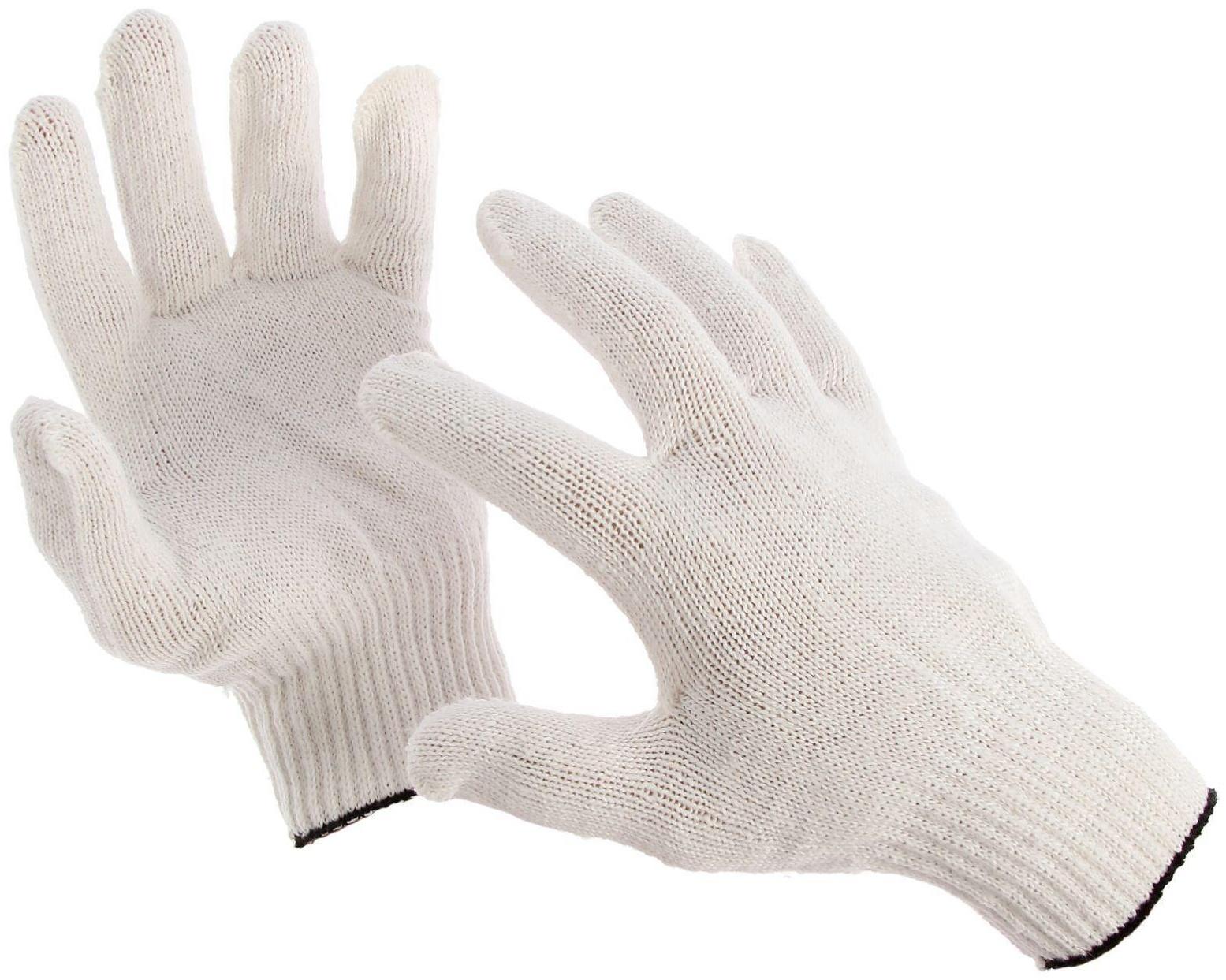 Перчатки, х/б, вязка 10 класс, 5 нитей, без покрытия, белые