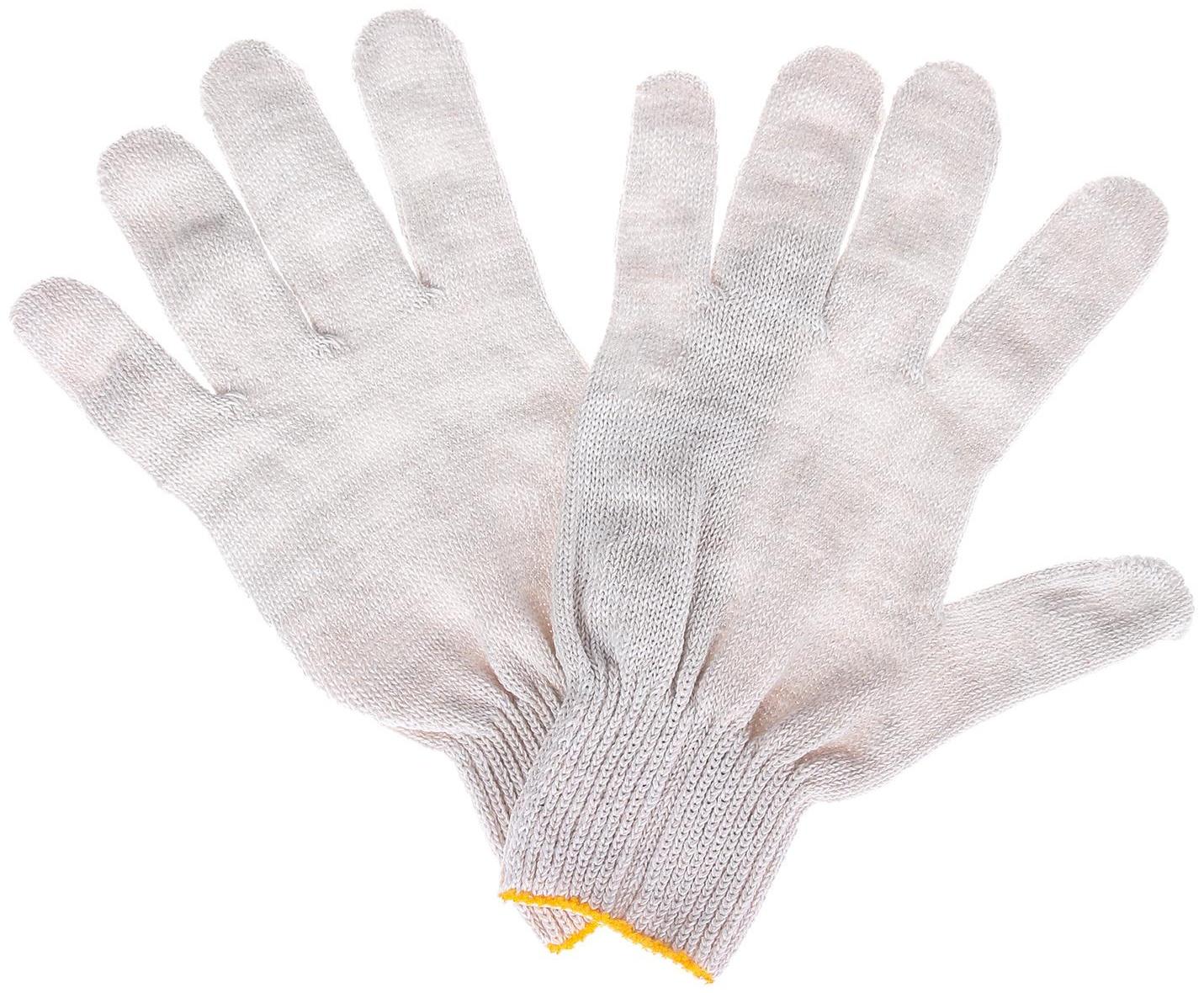 Перчатки, х/б, вязка 10 класс, 5 нитей, без покрытия, белые