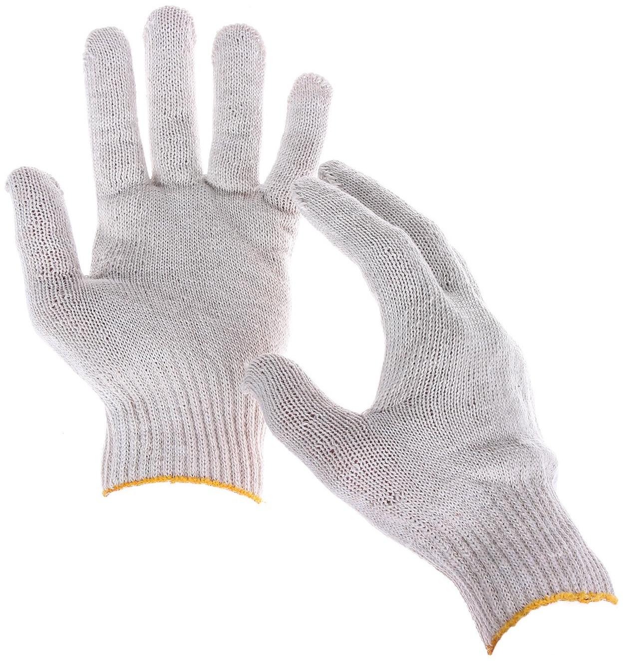 Перчатки, х/б, вязка 10 класс, 5 нитей, без покрытия, белые
