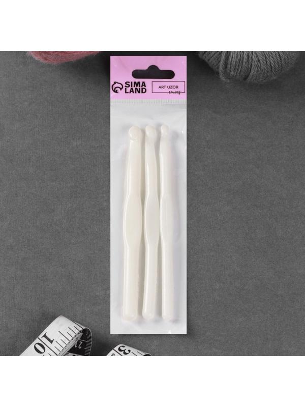 Набор крючков для вязания, d = 7/8/9 мм, 14 см, 3 шт, цвет белый