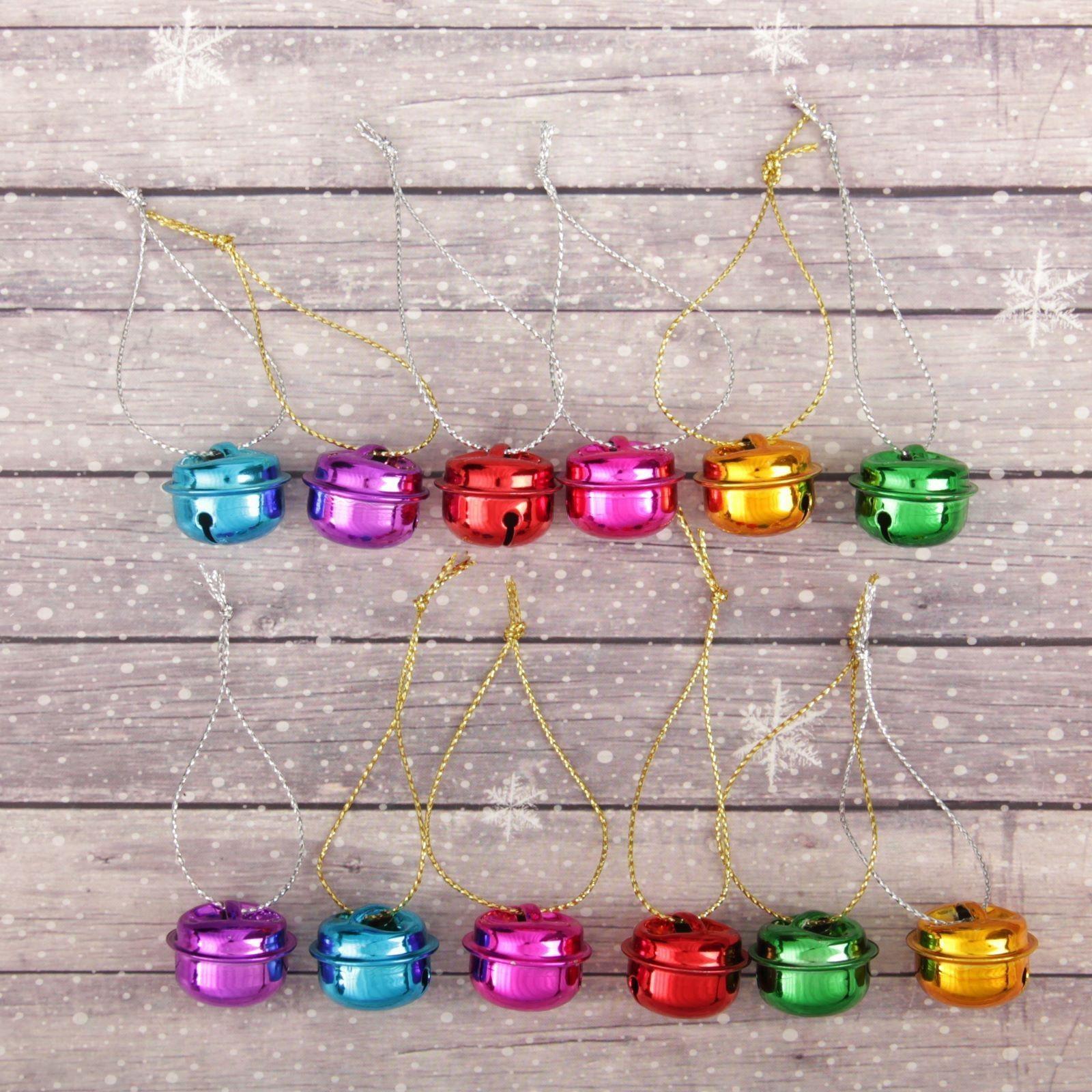 Бубенчики, набор 12 шт., размер 1 шт: 2×2 см, цвет красный, жёлтый, розовый, синий, зелёный