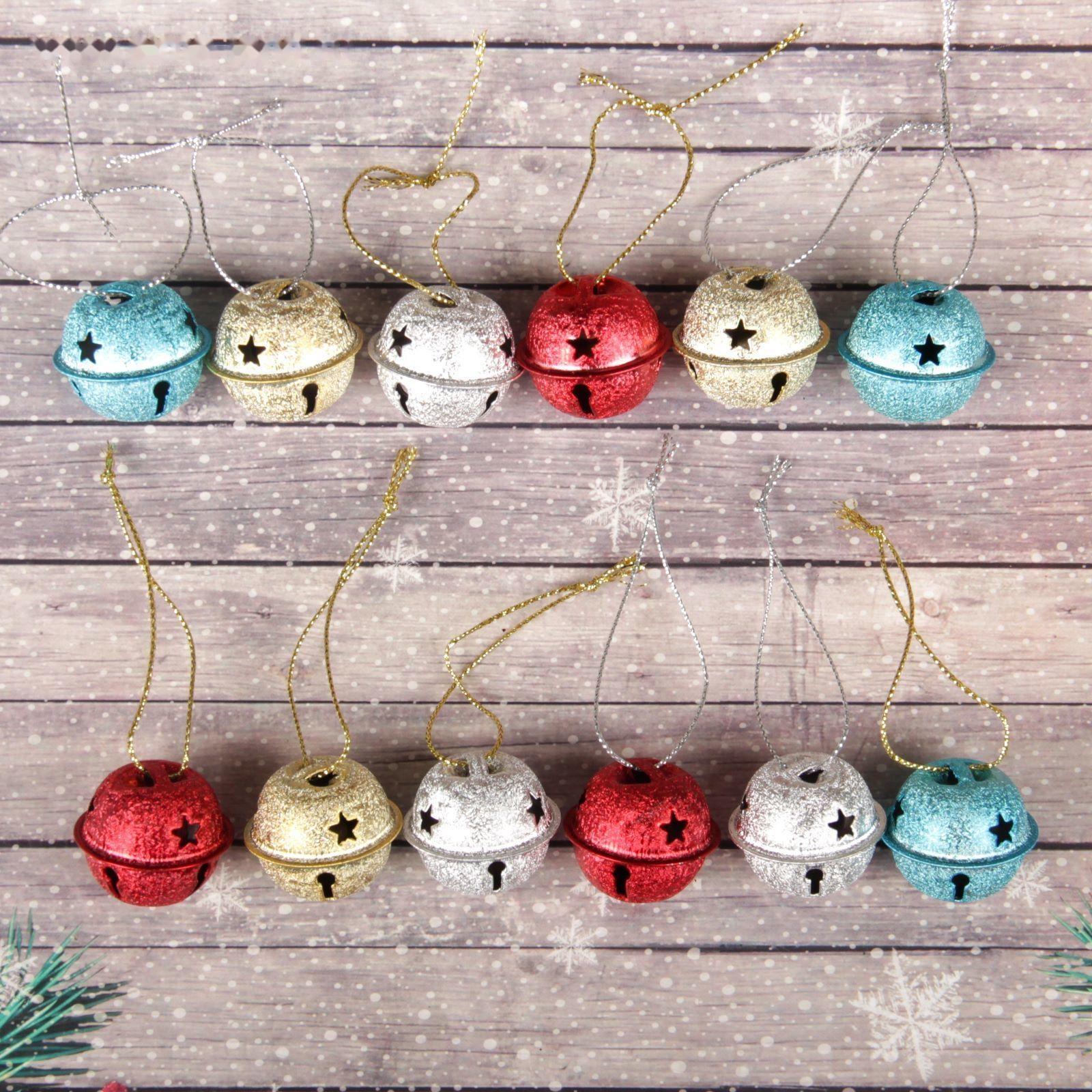 Бубенчики, набор 12 шт., размер 1 шт: 3×3 см, цвет серебряный, золотой, красный, голубой