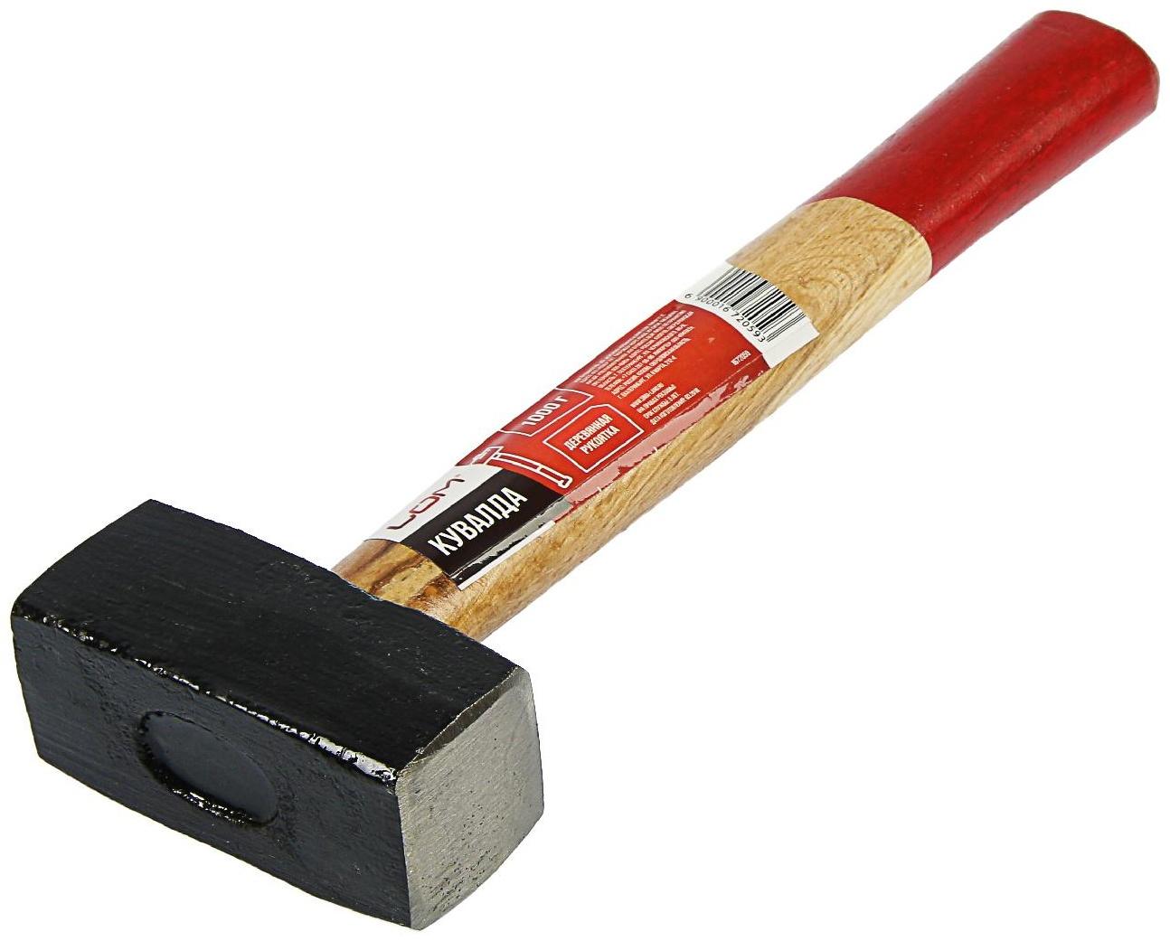 Кувалда ЛОМ, 1 кг, деревянная рукоятка