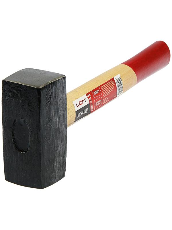 Кувалда ЛОМ, 2 кг, деревянная рукоятка