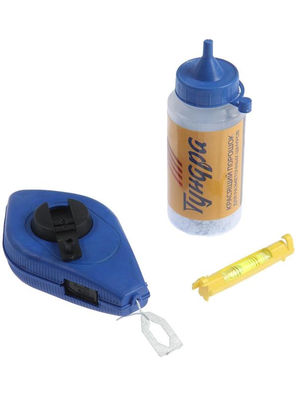 Набор разметочный ТУНДРА, шнур малярный 15 м, красящий порошок 110 г, синий