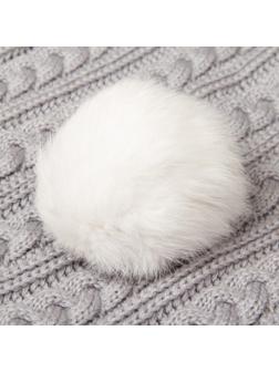 Помпон из натурального меха зайца, размер 1 шт: 9 см, цвет белый