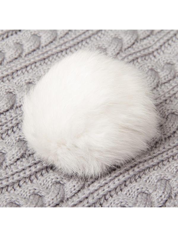 Помпон из натурального меха зайца, размер 1 шт: 9 см, цвет белый