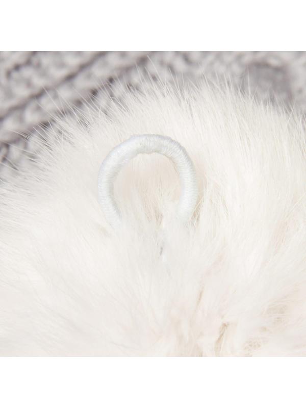Помпон из натурального меха зайца, размер 1 шт: 9 см, цвет белый