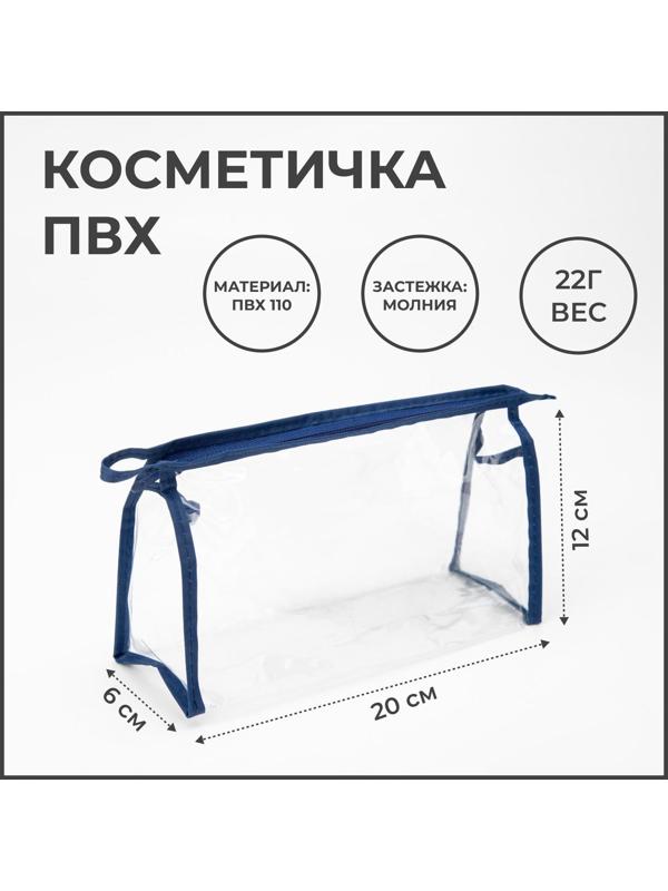Косметичка на молнии, цвет синий