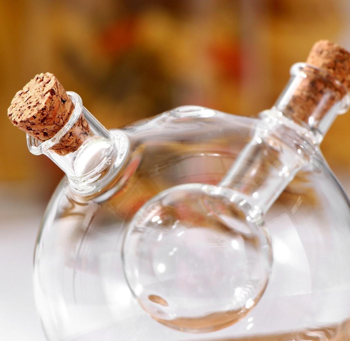 Бутыль стеклянная 2 в 1 для соусов и масла «Фьюжн. Сфера», 180/70 мл, 8×8×8,5 см