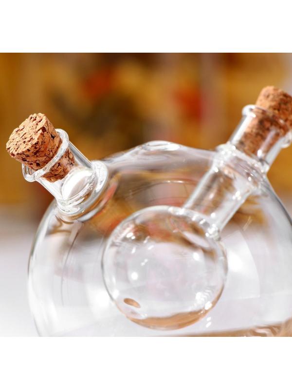 Бутыль стеклянная 2 в 1 для соусов и масла «Фьюжн. Сфера», 180/70 мл, 8×8×8,5 см